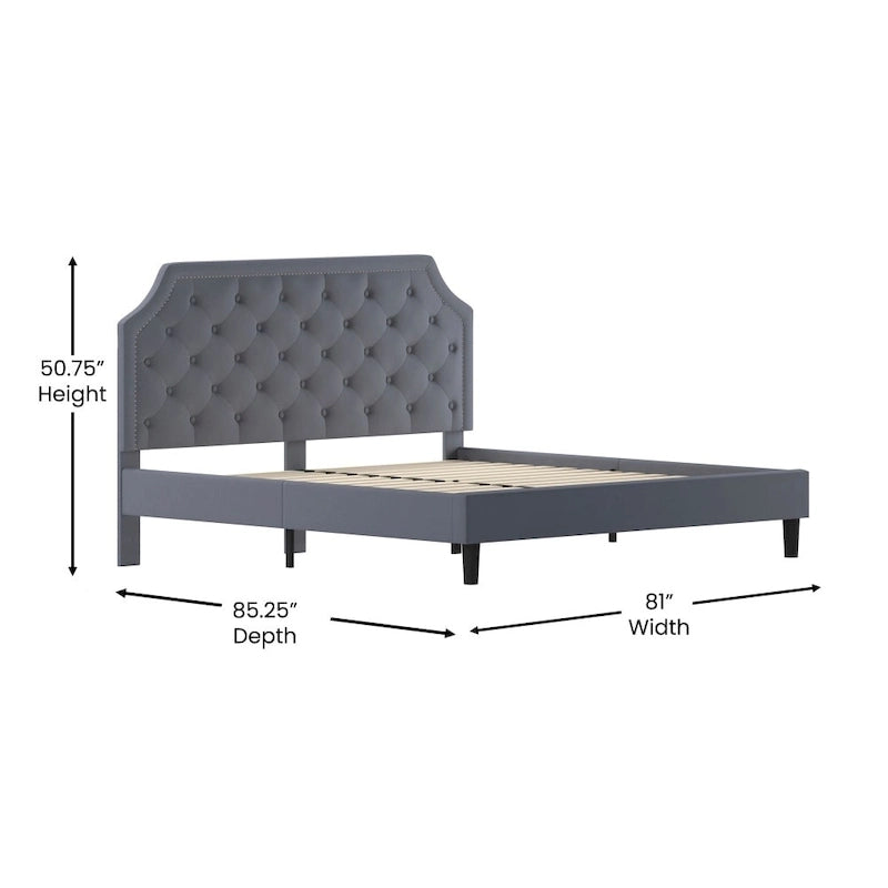 Arched Tufted Upholstered Platform Bed