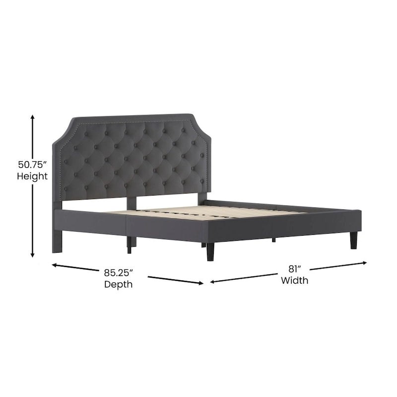 Arched Tufted Upholstered Platform Bed