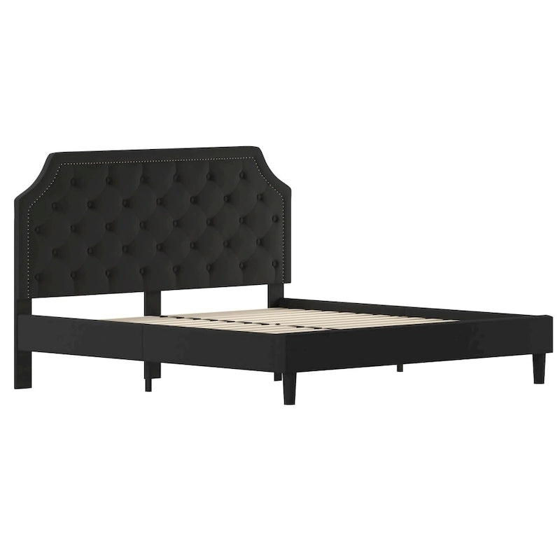 Arched Tufted Upholstered Platform Bed