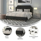 Arched Tufted Upholstered Platform Bed