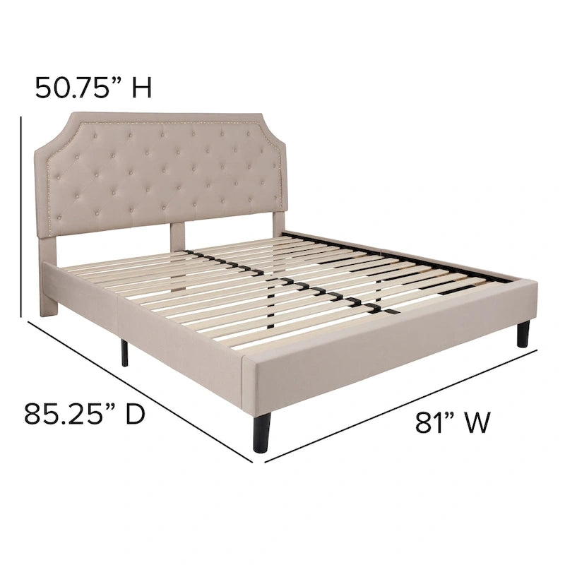 Arched Tufted Upholstered Platform Bed