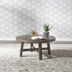 Modern Farmhouse Dusty Charcoal Distressed Splay Leg Round Cocktail Table