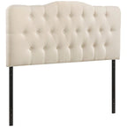 Kenmore Ivory Fabric Upholstered Tufted King Size Headboard