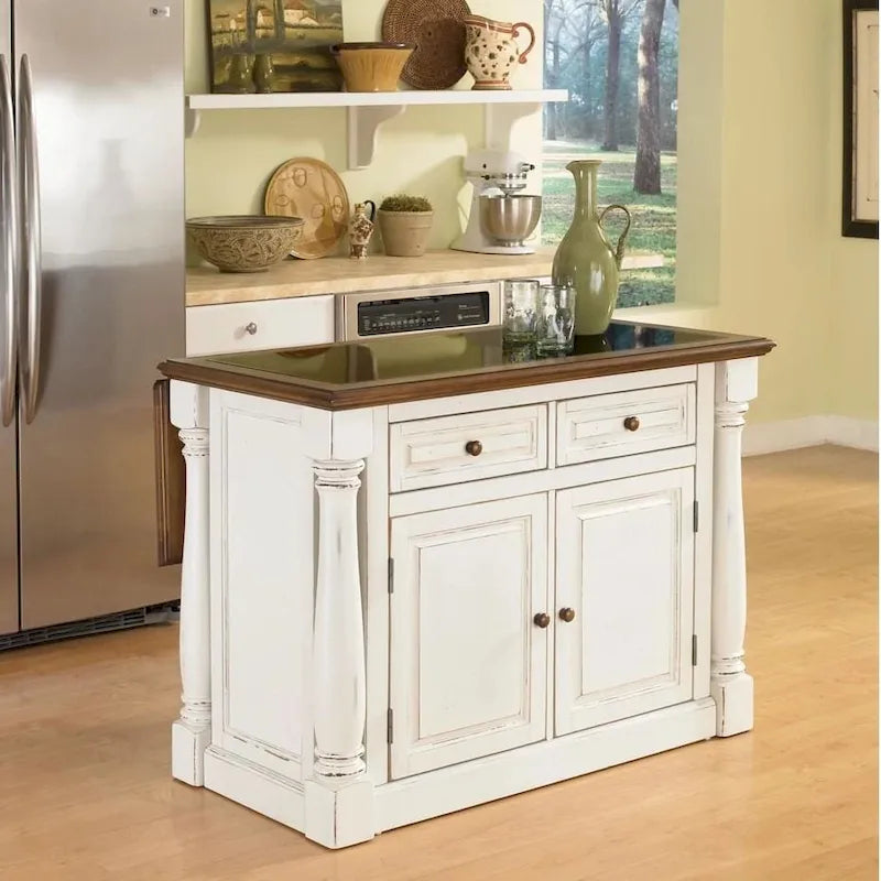 Monarch Antiqued White Kitchen Island by Home Styles