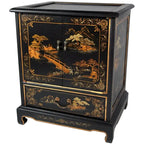 Handmade Lacquered Vintage Chinese Landscape End Table - 20.00 W x 16.00 D x 24.50 H