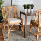 Arween Modern Bohemian Natural Brown Rattan Dining Chair