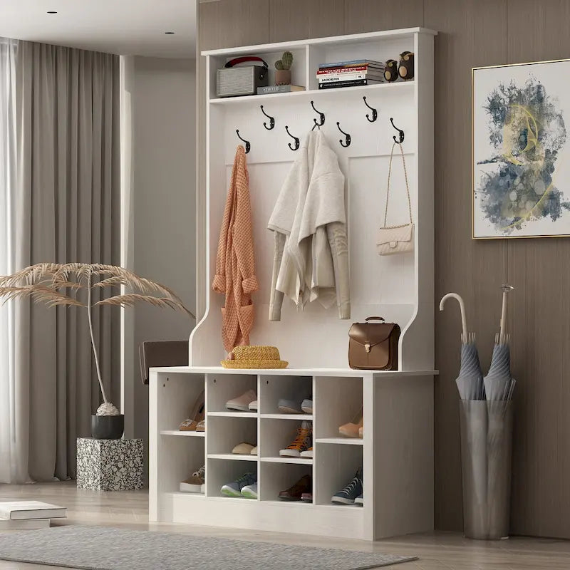 Coat Rack Hall Tree Shoe Bench Accent Furniture Entryway Living Room