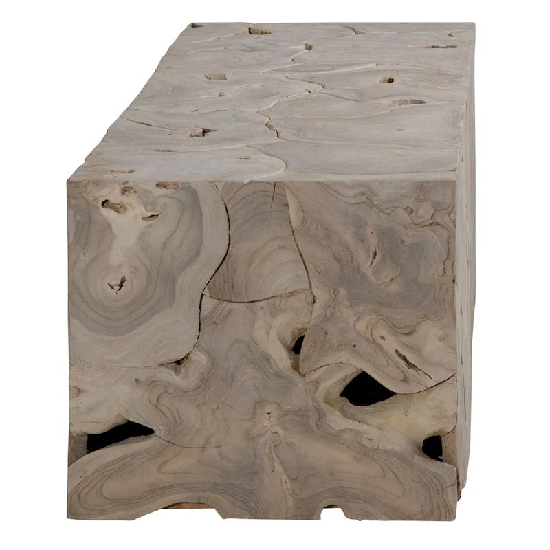 Scarlett 55-inch Rectangular Bleached Teak Root Solid Bench