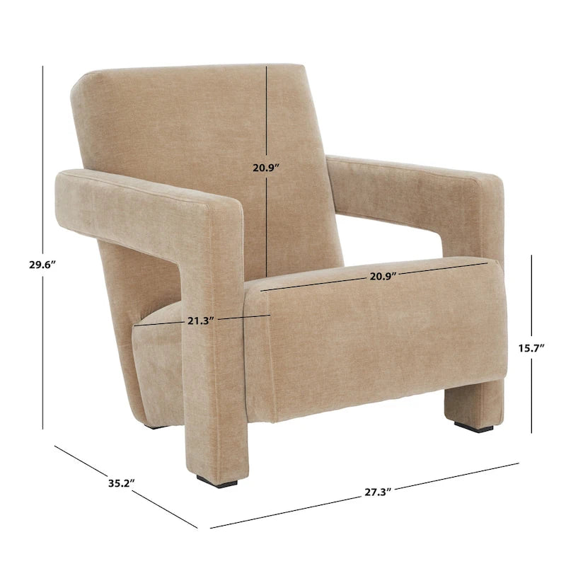 SAFAVIEH Couture Joffrette Modern Velvet Accent Chair - 27 In. W x 35 In. D x 30 In. H - 27Wx35Dx30H