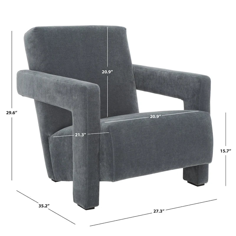 SAFAVIEH Couture Joffrette Modern Velvet Accent Chair - 27 In. W x 35 In. D x 30 In. H - 27Wx35Dx30H
