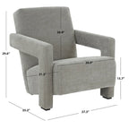 SAFAVIEH Couture Joffrette Modern Velvet Accent Chair - 27 In. W x 35 In. D x 30 In. H - 27Wx35Dx30H