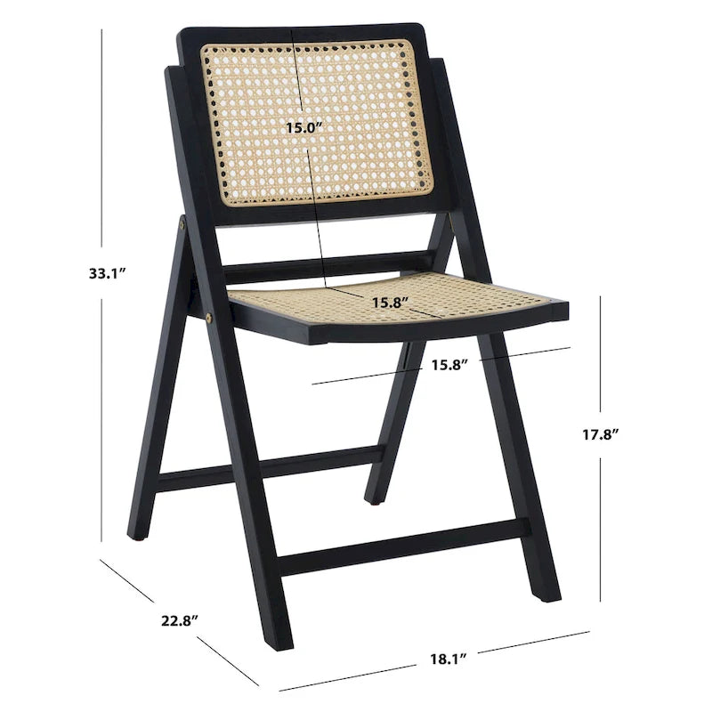 SAFAVIEH Couture Reinalda Cane Folding Dining Chair (Set of 2) - 18 In. W x 23 In. D x 33 In. H - 18Wx23Dx33H