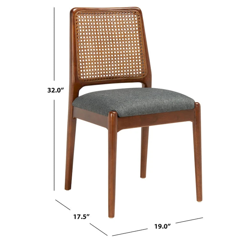 SAFAVIEH Sylva Rattan Cushion Dining Chair (Set of 2) - 19  W x 17.5  L x 32  H - 19Wx18Dx32H
