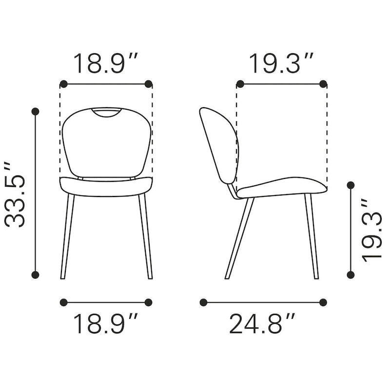 Terrence Dining Chair (Set of 2) - Product 1 (in) : 18.9  W x 24.8  D x 33.5  H
