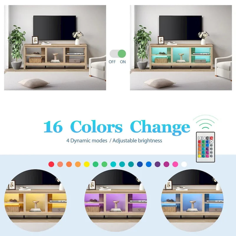 Classical 70 Inch TV Stand, TV Console Table for 75 Inch TV with LED