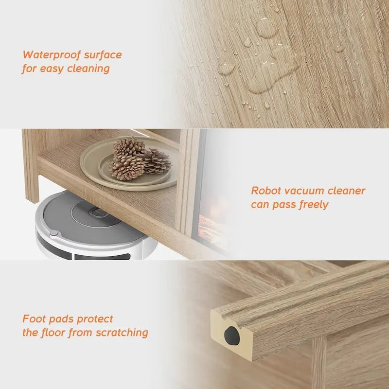 Classical 70 Inch TV Stand, TV Console Table for 75 Inch TV with LED