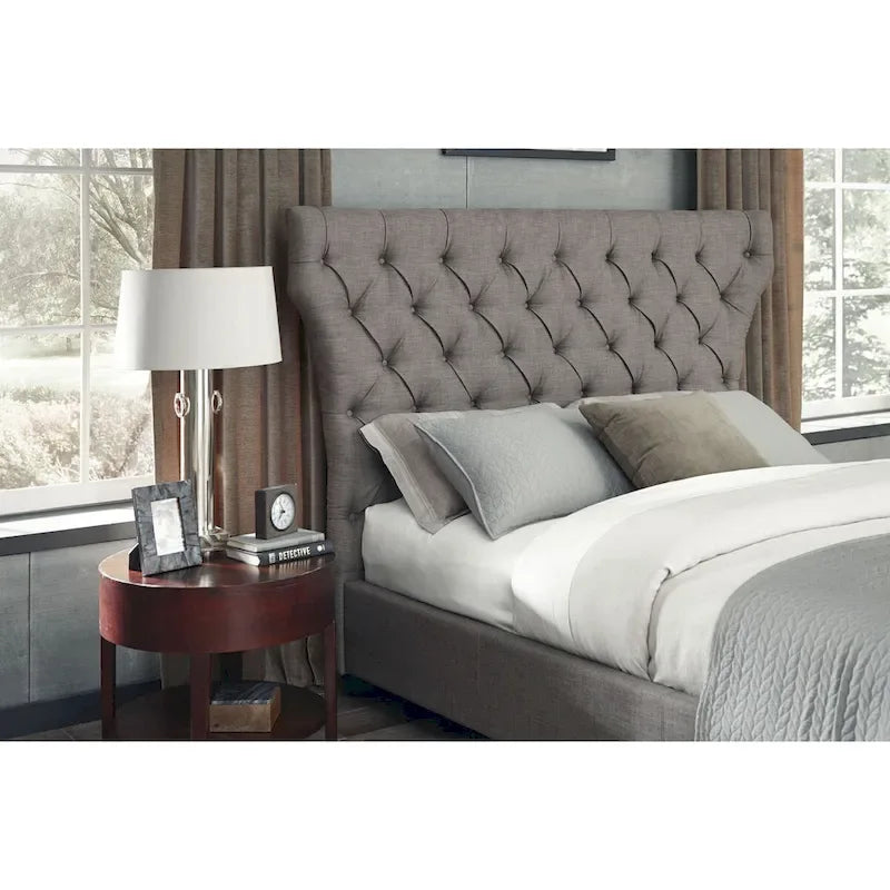 Melina Upholstered Footboard Storage Bed in Gray Linen