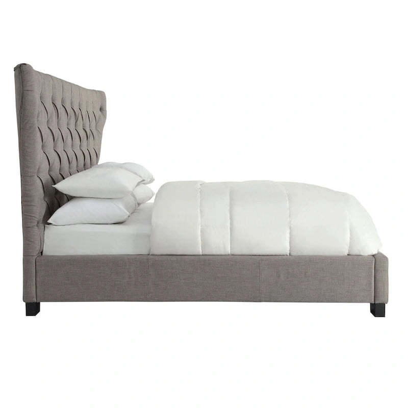 Melina Upholstered Footboard Storage Bed in Gray Linen