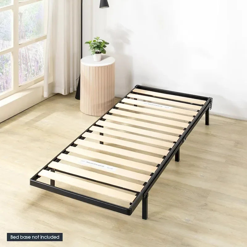 1.6 Inch Metal Bunkie Board with Wood Slats by Crown Comfort