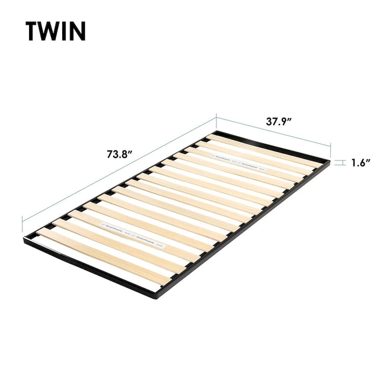1.6 Inch Metal Bunkie Board with Wood Slats by Crown Comfort