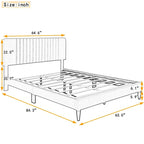Queen Size Upholstered Platform Bed,No Box Spring Needed, Velvet Fabric