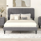 Queen Size Upholstered Platform Bed,No Box Spring Needed, Velvet Fabric