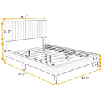 Queen Size Upholstered Platform Bed,No Box Spring Needed, Velvet Fabric
