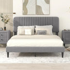 Queen Size Upholstered Platform Bed,No Box Spring Needed, Velvet Fabric
