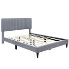 Queen Size Upholstered Platform Bed,No Box Spring Needed, Velvet Fabric