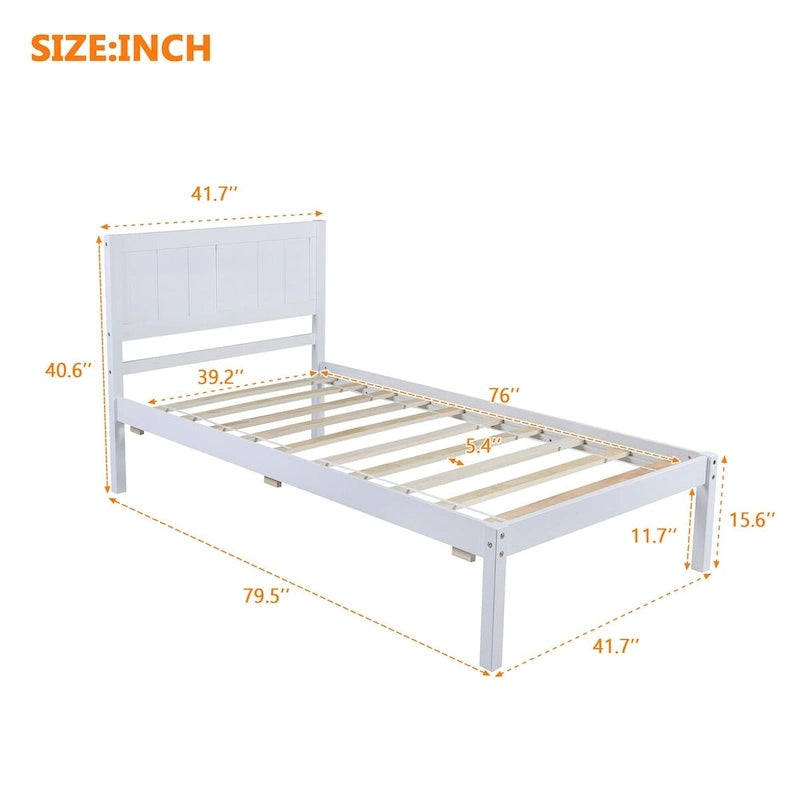 Wood Platform Bed with Headboard