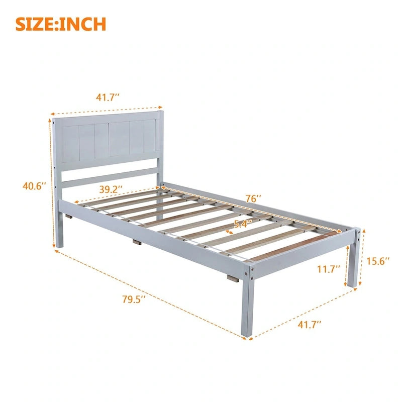 Wood Platform Bed with Headboard