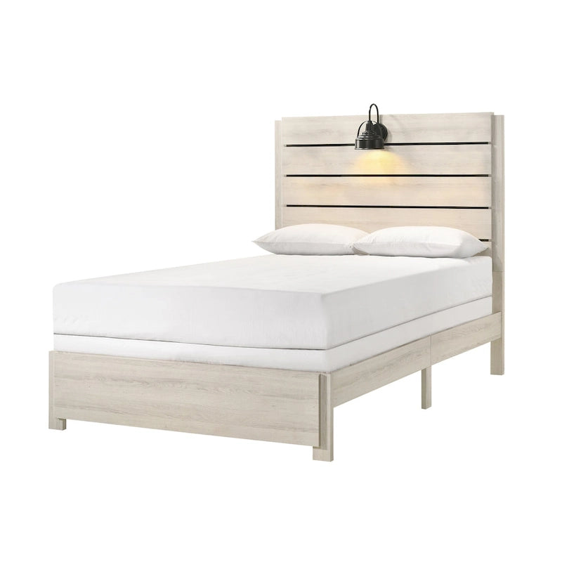Edyth 3 Piece White LED Panel Bedroom Set