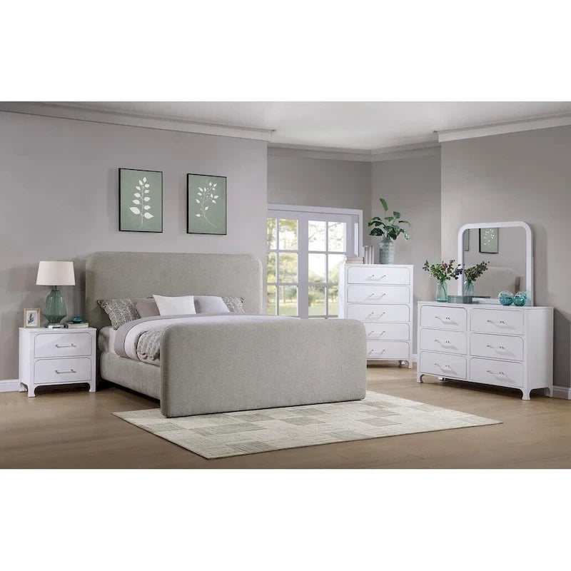 Kendra Grey Upholstered Platform Bed