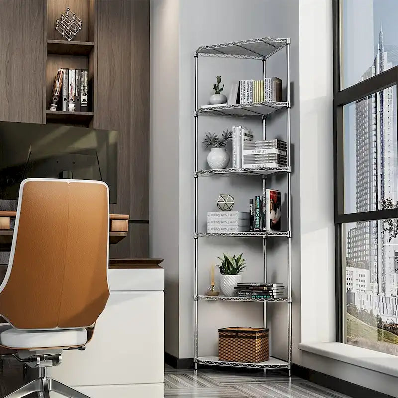 6 Tier Shelf Heavy Duty Free Standing Corner Storage Display Rack