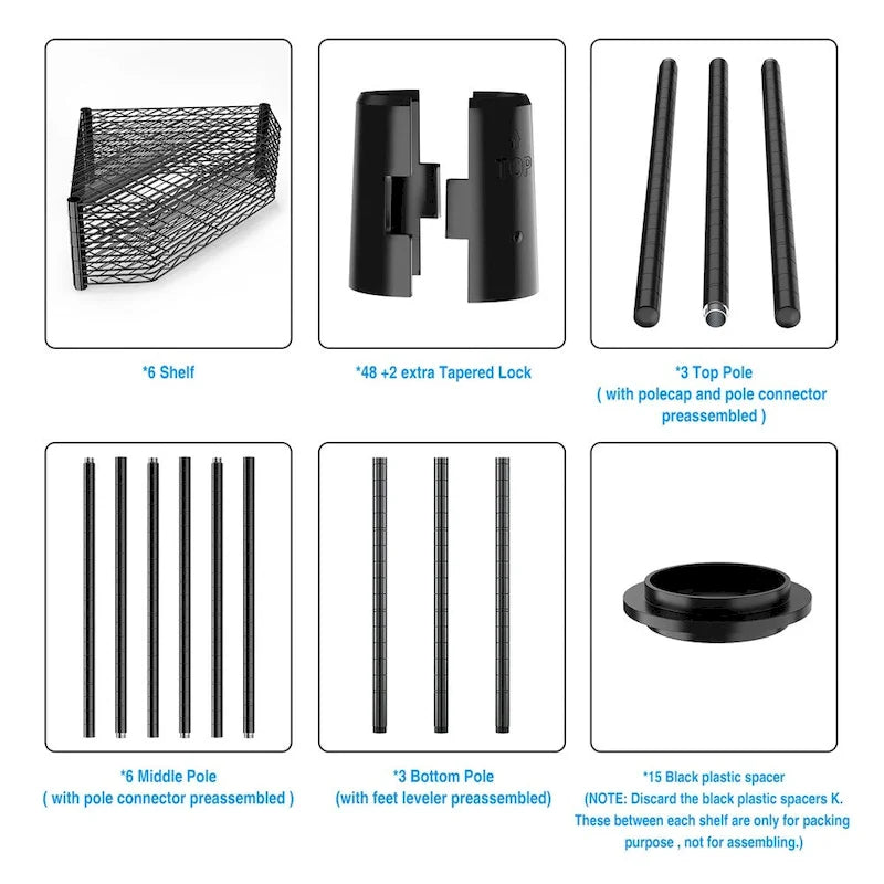 6 Tier Shelf Heavy Duty Free Standing Corner Storage Display Rack