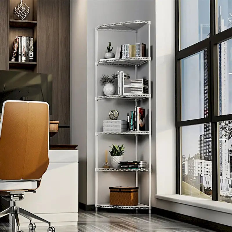 6 Tier Shelf Heavy Duty Free Standing Corner Storage Display Rack