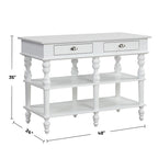 Rectangular Kitchen Island with 2 Drawers in White