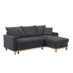 Dark Gray Woven Reversible Sleeper Sectional Sofa with Storage Chaise