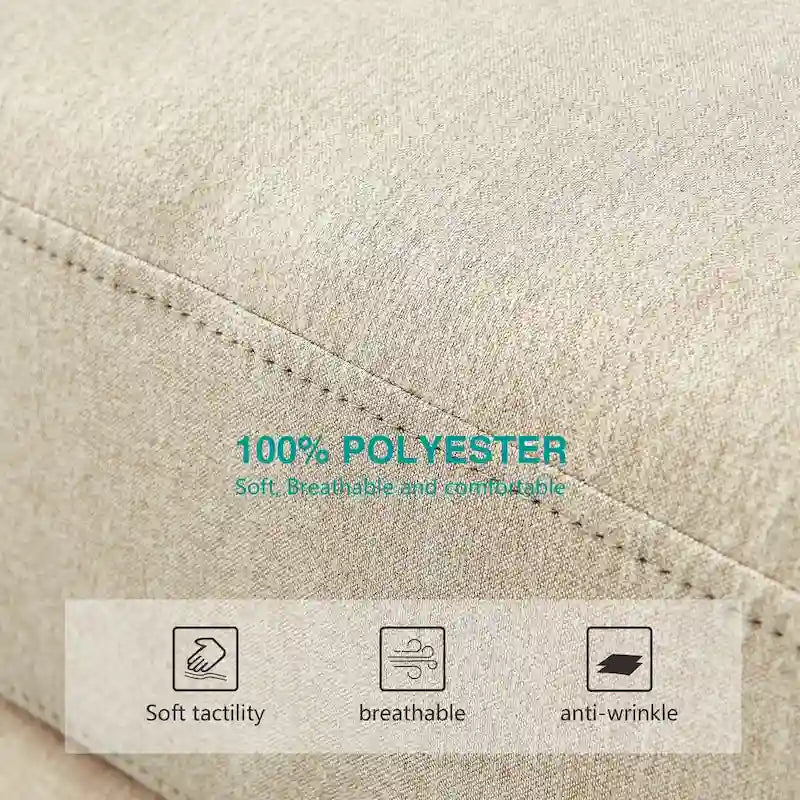 Linen Fabric Upholstered Sofa with Storage, 3-Seater Couch with Solid Wood Frame, Round Arms, and Removable Cushion Cover