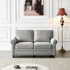 Linen Fabric Upholstered Sofa with Storage, 3-Seater Couch with Solid Wood Frame, Round Arms, and Removable Cushion Cover