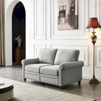 Linen Fabric Upholstered Sofa with Storage, 3-Seater Couch with Solid Wood Frame, Round Arms, and Removable Cushion Cover
