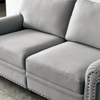 Linen Fabric Upholstered Sofa with Storage, 3-Seater Couch with Solid Wood Frame, Round Arms, and Removable Cushion Cover