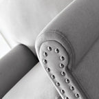 Linen Fabric Upholstered Sofa with Storage, 3-Seater Couch with Solid Wood Frame, Round Arms, and Removable Cushion Cover