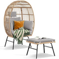 Outdoor Garden Wicker Egg Chair And Footstool