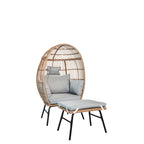 Outdoor Garden Wicker Egg Chair And Footstool