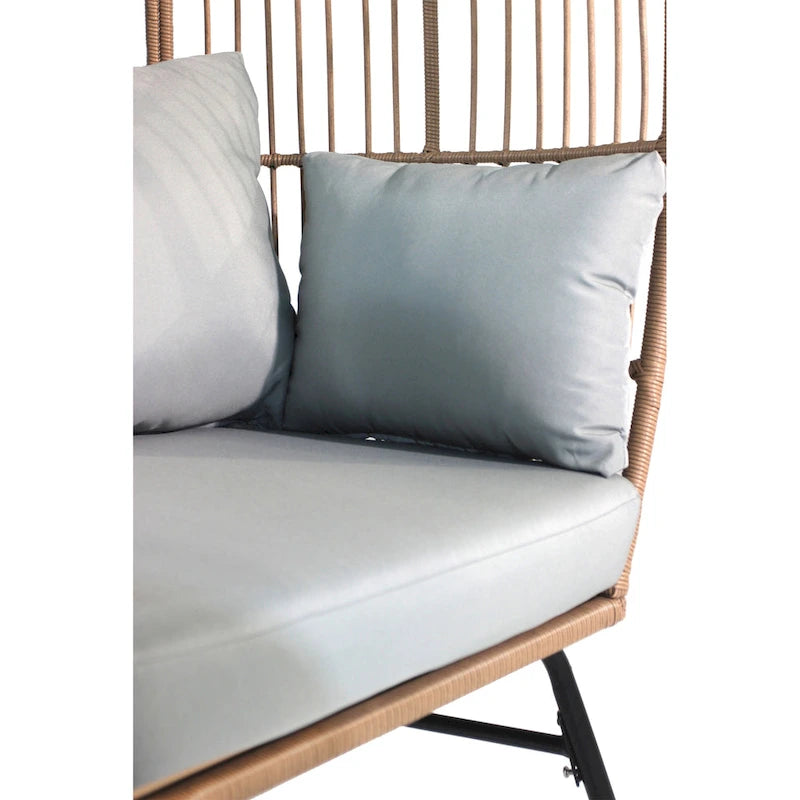 Outdoor Garden Wicker Egg Chair And Footstool