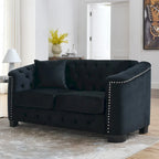 59 Modern Velvet Sofa,2-Seater Sofa,Upholstered Tufted Backrests with Nailhead Arms and 2 Cushions for Living Room