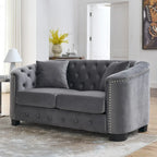 59 Modern Velvet Sofa,2-Seater Sofa,Upholstered Tufted Backrests with Nailhead Arms and 2 Cushions for Living Room