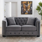59 Modern Velvet Sofa,2-Seater Sofa,Upholstered Tufted Backrests with Nailhead Arms and 2 Cushions for Living Room
