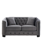 59 Modern Velvet Sofa,2-Seater Sofa,Upholstered Tufted Backrests with Nailhead Arms and 2 Cushions for Living Room